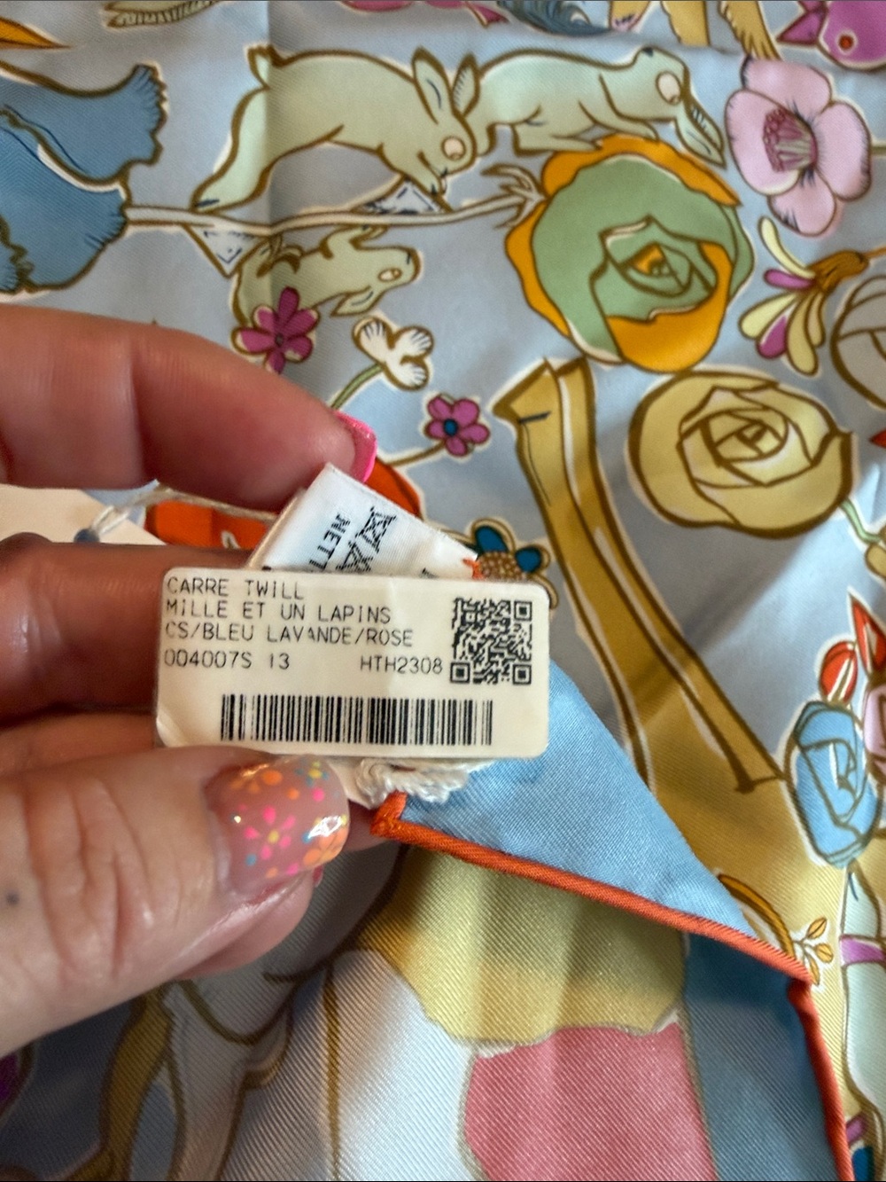 Hermes Multicolor Carousel Silk Scarf — Pastel Blue, Pink, Yellow, Gold Accents - Picture 9 of 13